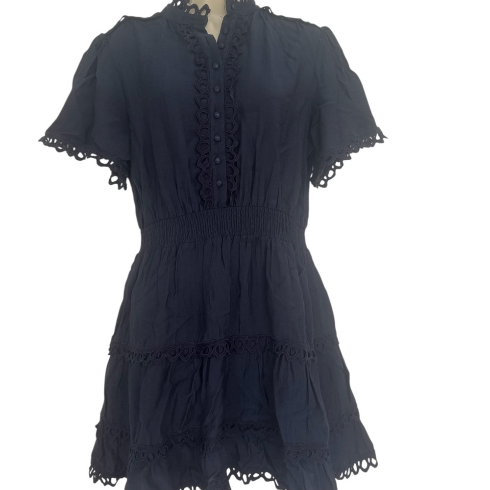Aqua Blue Smocked Flutter Sleeve Mini Dress, Sz M $168